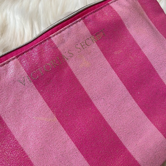 Set of 2 Victoria's Secret Striped Shimmer Makeup Toiletry Bags - Picture 3 of 8